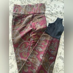 VTG 80s 90s Bogner Paisley Tapestry Stirrup Pants High Waist Corset Brocade 8R